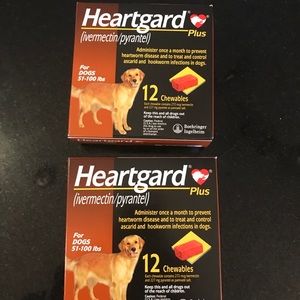 Heartgard Plus Chew for Dogs, 51-100 lbs, (Brown Box) 2 new boxes